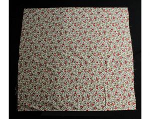 50s Floral Print Fabric - 47 x 44.5 Inches Wide - Pink Red Green White 1950's Cotton Blend Flowers 