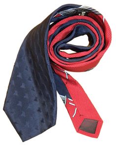 80s Lanvin Silk Tie | Lanvin Paris Navy & Red Necktie - Fashionconservatory.com