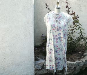 70s Floral Dress in Polyester with Tie Front