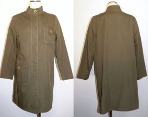 60s Olive Green MOD Raincoat Trench Coat | Vintage Great Six Drench Coat | Fits XS to S