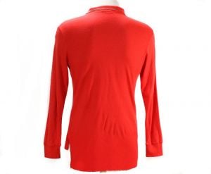 Men's XS 1960s Golf Shirt - PGA Golfing Label - Bright Red Wool Jersey Knit Long Sleeved Mens Top - Fashionconservatory.com