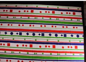 60s Mod Cotton Fabric - Over 3 Yards x 44.5 Inches - 1960s Canvas Yardage - Red White Blue Green  - Fashionconservatory.com
