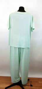 1960s pajamas nylon mint green with lace pockets and collar Elastic waist Size L - Fashionconservatory.com