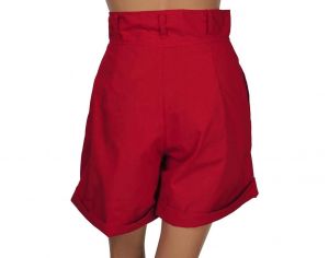 Vintage 1980s High Waist Red Shorts - Size Medium - Fashionconservatory.com