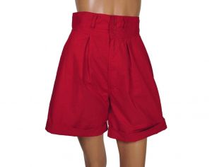 Vintage 1980s High Waist Red Shorts - Size Medium