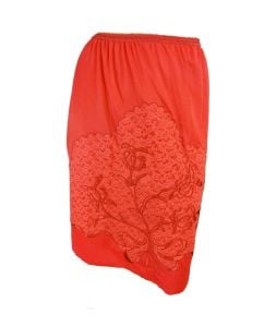Vintage 60s Half Slip Red Nylon with Floral Applique Lacy Lingerie Bombshell Lingerie | XS to M - Fashionconservatory.com
