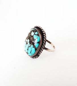 Vintage Native American Turquoise Sterling Silver Ring Size 5