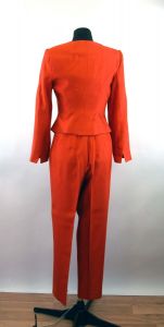 1990s pant suit burnt orange corset top zip front modern suit Linda Segal Size 8  Size M - Fashionconservatory.com