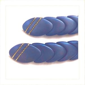 One Pair Vintage 1970s Blue & Gold French Barrettes