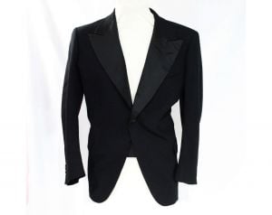 Men's 1940s 50s Tuxedo - Large Size Black Wool Mens Formal Wear Tux Jacket and Trousers - Rogers  - Fashionconservatory.com