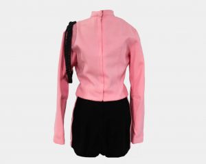 XXS 60s Majorette Costume Size 000 1960s Baton Twirler Outfit Pink Jacket & Charcoal Gray Hot Pants - Fashionconservatory.com