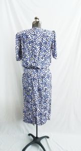 1980s Adrianna Papell Silk Polka Dot Dress Pockets Dropped Waist Button Back Silk Dress - Fashionconservatory.com