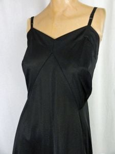 50s Black Full Slip Vintage Nylon Bombshell 38'' Bust by Miss Elaine  | M/L - Fashionconservatory.com