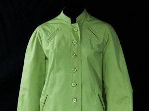Size 10 Pistachio Canvas Coat - Medium 1960s Green Overcoat with Beautiful Precise Tailoring  - Fashionconservatory.com