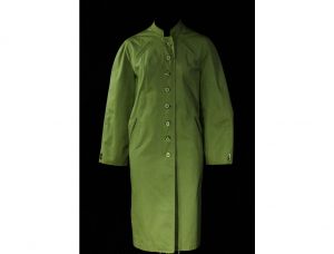 Size 10 Pistachio Canvas Coat - Medium 1960s Green Overcoat with Beautiful Precise Tailoring 