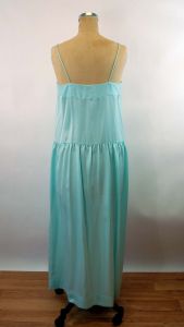 Lily of France nightgown and robe peignoir Rosa Puleo-Szule 1980s blue satin Size M - Fashionconservatory.com
