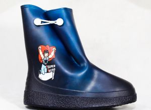 Child Size 11 Super Hero Galoshes - Authentic 1960s Child's Rain Boots with Cartoon Astronaut - Fashionconservatory.com