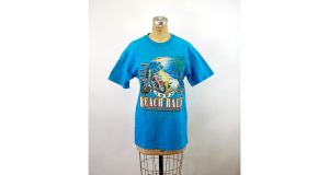 Harley Davidson tee shirt T shirt 1992 Beach Rally Carolina Dealers Assoc turquoise