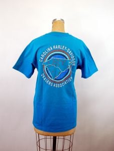 Harley Davidson tee shirt T shirt 1992 Beach Rally Carolina Dealers Assoc turquoise - Fashionconservatory.com