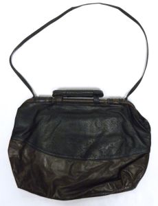 80s Large Textured Stamped Leather Satchel PATCHWORK Shoulder Bag | 16'' x 13.5'' - Fashionconservatory.com