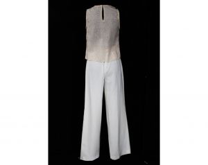 Size 6 Pant Suit - Small 1970s 80s Summer Chic Pantsuit - Breezy Kimono Jacket, Cowl Tank Top - Fashionconservatory.com
