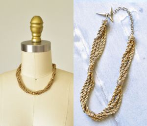 Hattie Carnegie gold chain necklace, rope chain, gold choker, choker necklace