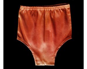 40s Boys Swim Shorts - Size 4T 5T 6 - 1940s 50s Boy's Tan Stretch Satin Swim Brief - NOS Deadstock -