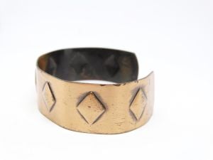 1960s Copper Cuff Bracelet Geometric Diamond Design Pure Copper - Fashionconservatory.com