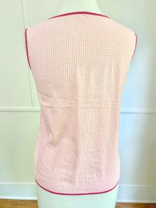 Vintage 1960's Pink and White Cotton Gingham Shell | 38'' Bust and 34'' Waist | VOLUP | Plus Size - Fashionconservatory.com