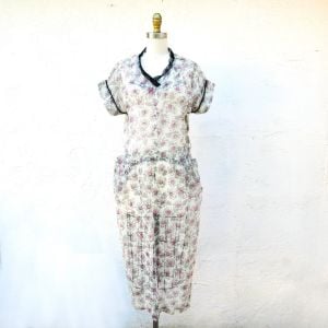 50s Sheer Floral Dress Size 12 - Fashionconservatory.com
