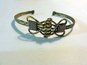 Vintage Silver Love Knot Cuff Bracelet Rope Heart Sailors Knot - Fits Large Wrist