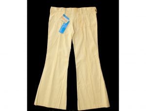 Size 10 Corduroy Bellbottom Pants - Ladies 1970s Low Rise Cotton Cord Trousers - 70s Hippie Light Ta
