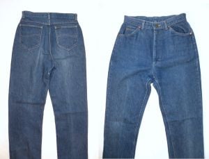 1970s Denim Straight Leg Lee High Waisted Jeans  | W 28'' x L 33'' - Fashionconservatory.com