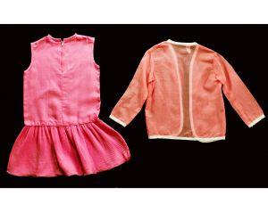 Girls Size 8 to 10 Dress - Mod 1960s Child's Pink Summer Sheath Pleated Skirt & Sheer Jacket - Fashionconservatory.com