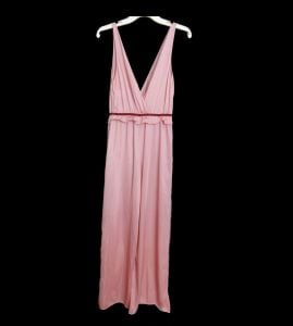 Vintage 70s Pink Jumpsuit Catsuit Pajamas Sleepwear Palazzo Pants Onesie by Sears | L/XL - Fashionconservatory.com