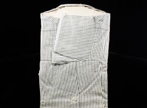 Size 10 Boy's Dress Shirt - 1950s Gray & White Striped Cotton Oxford - Child's Long Sleeve 50s 60s  - Fashionconservatory.com