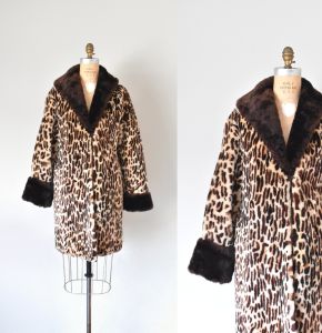 Marilyn 1950s leopard print shearling coat, rockabilly sheepskin coat, real fur coat, animal print 
