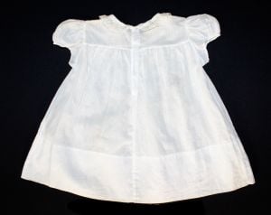 Antique Style Infant's Dress - Size 3 to 6 Months Baby Frock - Sheer White with Smocking  - Fashionconservatory.com