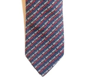 1960s Mod Tie ''BRITISH MEAT'' Allover Print | Vintage UK Branding Item | Polyester Necktie - Fashionconservatory.com