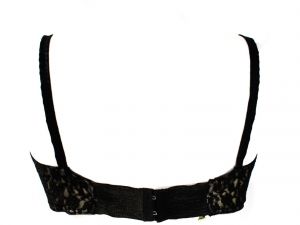 Size 38B 1950s Bra - Black Sheer Lace with Illusions Caps - Sexy 50s Pin Up Lingerie - Madison Ave  - Fashionconservatory.com