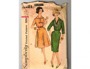 50s 60s Sewing Pattern - Tailored Sleeved Dress in Fitted & A Line Skirts - Complete Bust 32