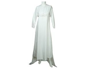 Vintage 1960s Modernistic Wedding Dress with Train Ladies Size XS S Excellent