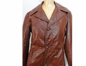 Vintage 60s Leather Coat Zip Out Fake Fur Lining Oxblood Maroon Leather by Reed Sportswear - Fashionconservatory.com