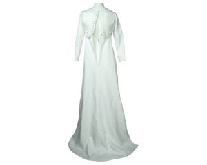 Vintage 1960s Modernistic Wedding Dress with Train Ladies Size XS S Excellent - Fashionconservatory.com