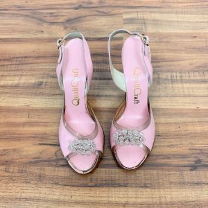 Vintage 1950s Pink Slingback Stiletto Heels | Size 5.5B | 9'' Long inside | 4'' Heels | Pinup Cha Cha