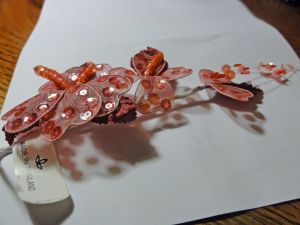 Vintage 1980s Rose Pink Beaded Flower Trim with Sequins For Hat Making Millinery Bridal Prom Sewing