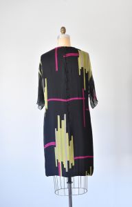 Teal Traina color block silk dress, mad men 1960s dress, mod vintage dresses for women - Fashionconservatory.com