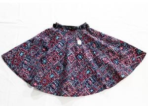 1950s Girl's Circle Skirt - Size 8 Childs Quilted Flare - 50s Red Pink Navy Blue Cotton - Bohemian