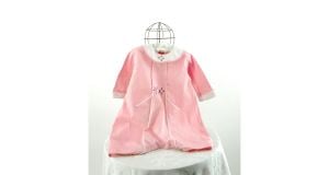 1920s 30s child's romper pink linen bubble with embroiderery button crotch