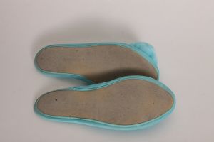 1950s Blue Nylon Ruffle Detail Slip On Slippers - S - Fashionconservatory.com